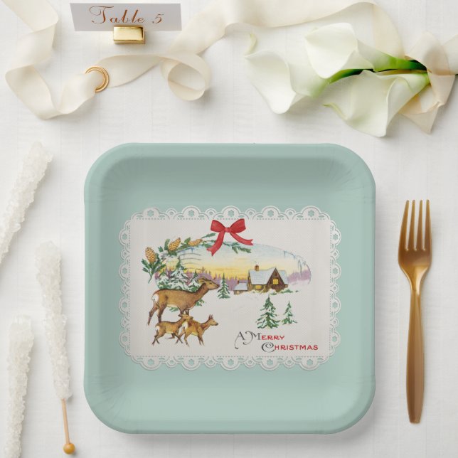 Weihnachtskabine & Deer Pappteller (Hochzeit)