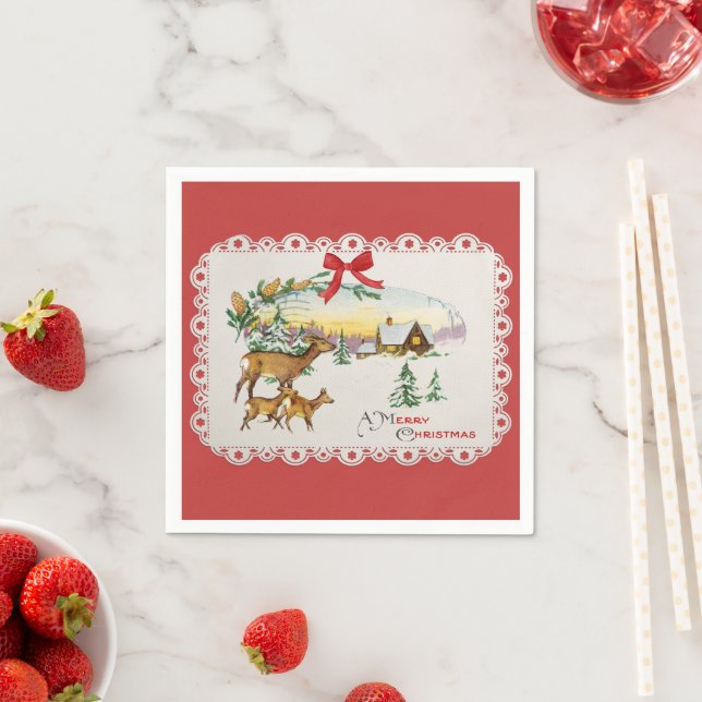 Weihnachtskabine & Deer Serviette (Beispiel)