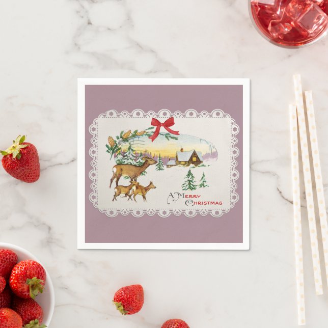 Weihnachtskabine & Deer Serviette (Beispiel)