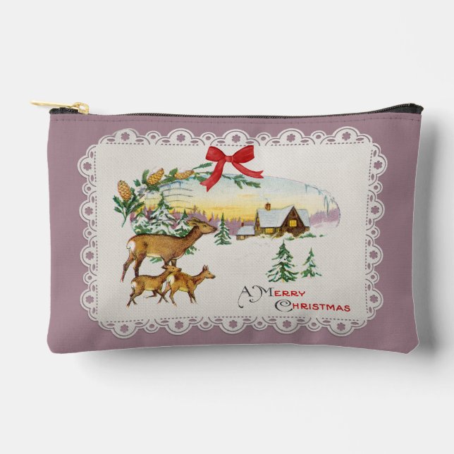 Weihnachtskabine & Deer Zubehörtasche (Vorderseite)