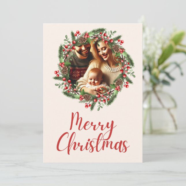 Weihnachtskäfer Familienfotokartendesign Einladung (Stehend Vorderseite)