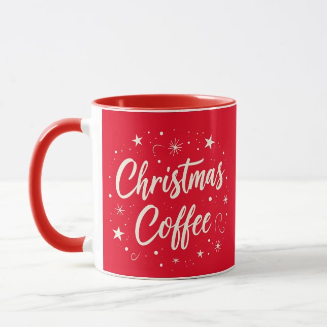 Weihnachtskaffee Elegantes White Script Two Tone Tasse (Links)