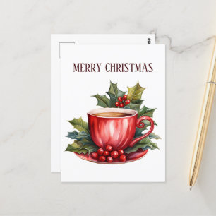 Weihnachtskaffee hinzufügen postkarte