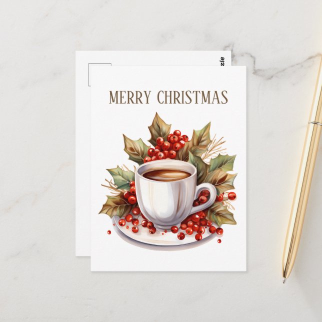 Weihnachtskaffee hinzufügen Text Postkarte (Vorderseite/Rückseite Beispiel)