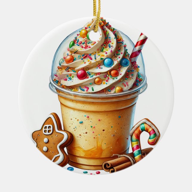 Weihnachtskaffee Keramik Ornament (Vorne)