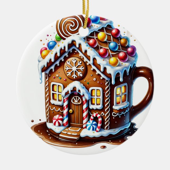 Weihnachtskaffee Keramik Ornament (Vorne)