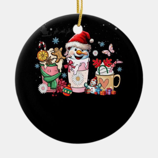 Weihnachtskaffee Pink Weihnachtsspeck Latte Cosy S Keramik Ornament (Vorne)