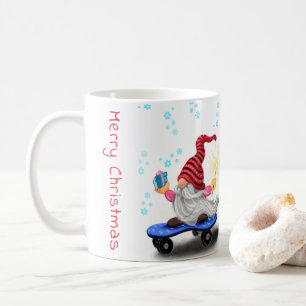 Weihnachtskaffee Tasse Geschenk Skater Gnome mit G