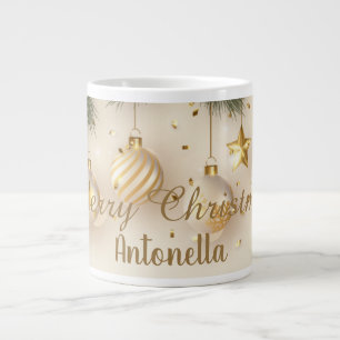 Weihnachtskaffee-Tasse mit goldenen Kugeln Jumbo-Tasse