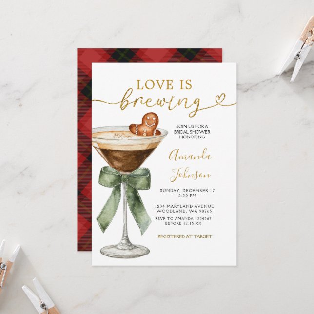Weihnachtskaffee- und Kakao-Party 'Liebe ist im An Einladung (Vorderseite/Rückseite Beispiel)