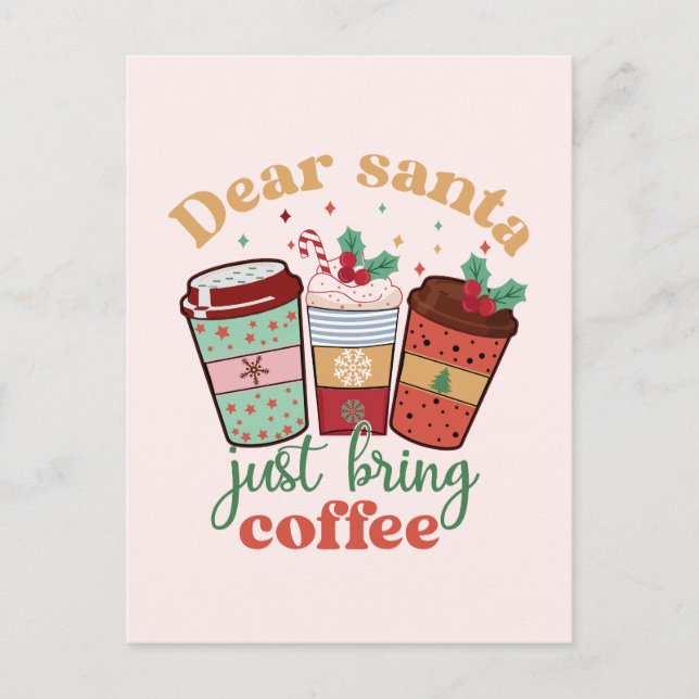 Weihnachtskaffee - Zitate Postcard Feiertagspostkarte (Vorderseite)