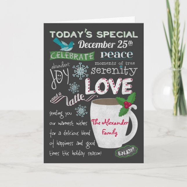 WeihnachtsKaffeestube-Tafel addieren Ihre Namen Feiertagskarte (Vorderseite)