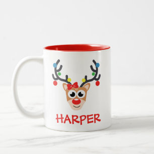 Weihnachtskaffeetasse Süße Rentiere Zweifarbige Tasse