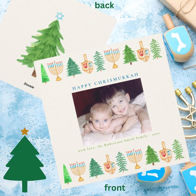 Weihnachtskah Chrismukkah Square Weihnachtskarte Feiertagskarte (Von Creator hochgeladen)