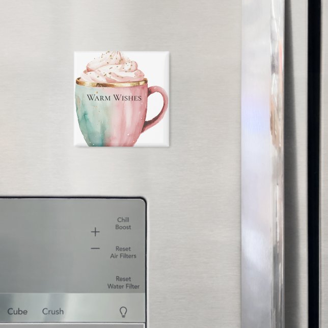 Weihnachtskakao Gold Pink Minze Warme Wünsche Magnet (In Situ (Kühlschrank))