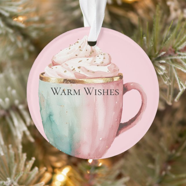 Weihnachtskakao Gold Rosa Minze Warme Wünsche Ornament (Baum)
