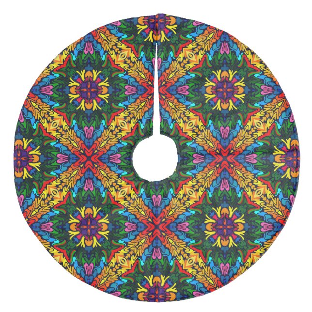 Weihnachtskaleidoscope Fleece Weihnachtsbaumdecke (Vorderseite)