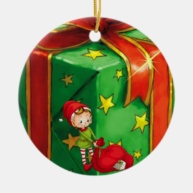 Weihnachtskalender, Elf Keramik Ornament (Vorne)