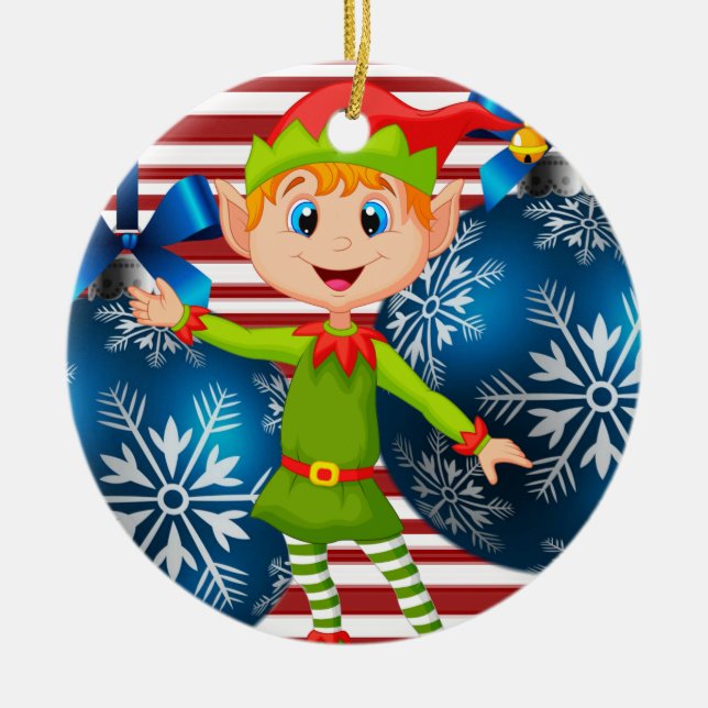 Weihnachtskalender, Elf Keramik Ornament (Vorne)