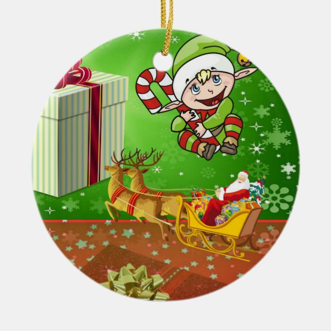 Weihnachtskalender, Elf Keramik Ornament (Vorne)