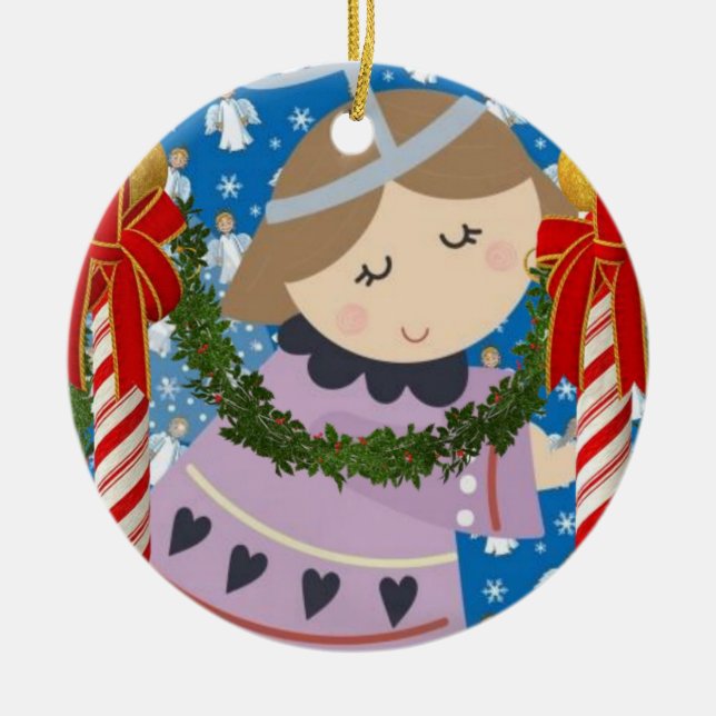 Weihnachtskalender, Engel Keramik Ornament (Vorne)