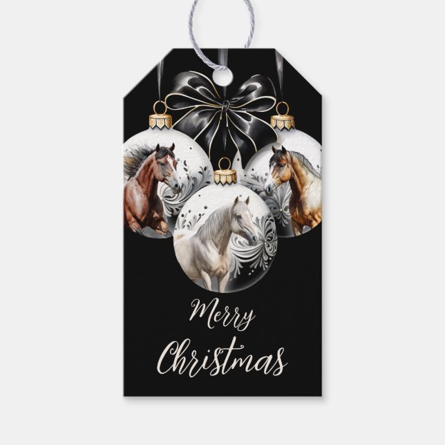 Weihnachtskalender für Pferde in schwarz und gold Geschenkanhänger (Vorderseite)