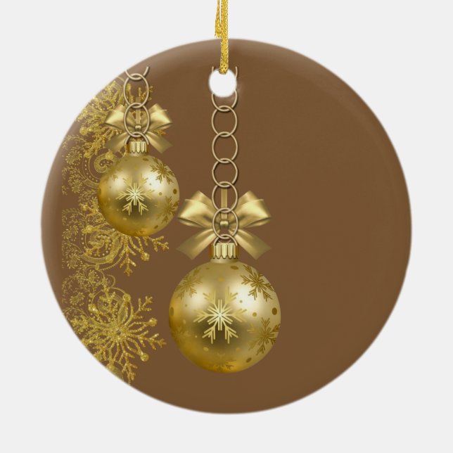 Weihnachtskalender, Goldbälle Keramik Ornament (Hinten)