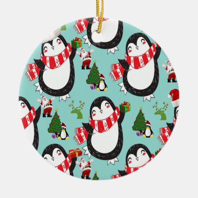Weihnachtskalender, Pinguin Keramik Ornament (Vorne)