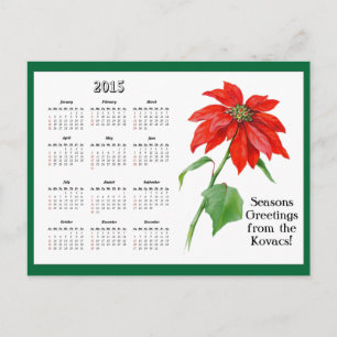 Weihnachtskalender Poinsettia Blume Feiertagspostkarte