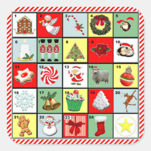 Weihnachtskalender Quadratischer Aufkleber