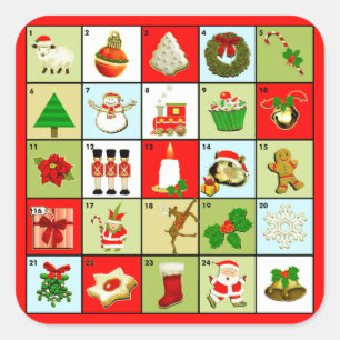 Weihnachtskalender Quadratischer Aufkleber