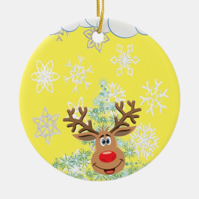 Weihnachtskalender, Rentier Keramik Ornament (Vorne)