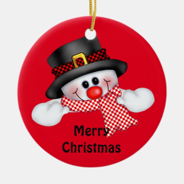 Weihnachtskalender/Schneemann Keramikornament (Vorne)