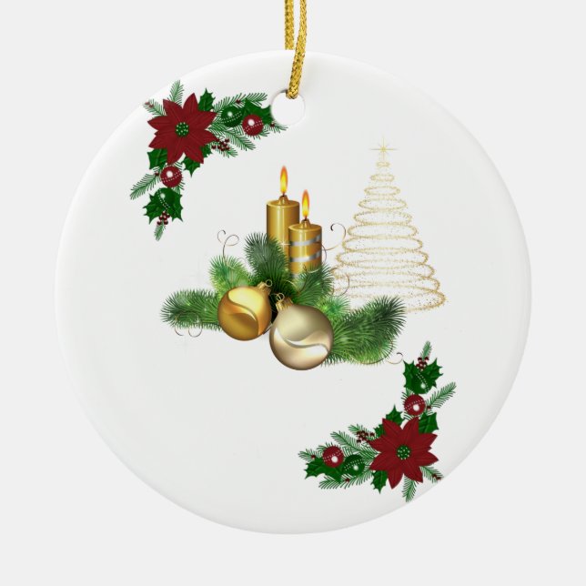 Weihnachtskalender, Weihnachtskerze Keramik Ornament (Vorne)
