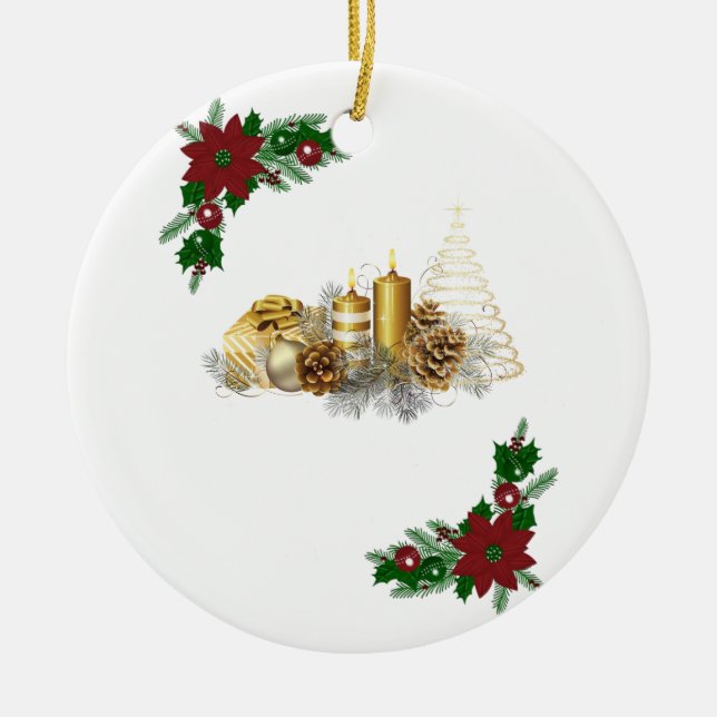 Weihnachtskalender, Weihnachtskerze Keramik Ornament (Vorne)