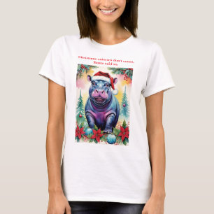 Weihnachtskalorien Lustiger Pastell Santa Nilpferd T-Shirt