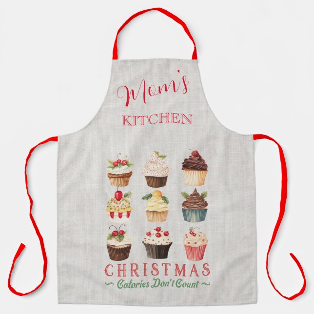 Weihnachtskalorien zählen nicht - Feiertage Cupcak Schürze (Vorderseite)