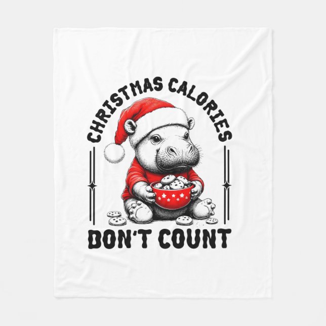 Weihnachtskalorien zählen nicht Funny Moo Deng Coo Fleecedecke (Vorderseite)