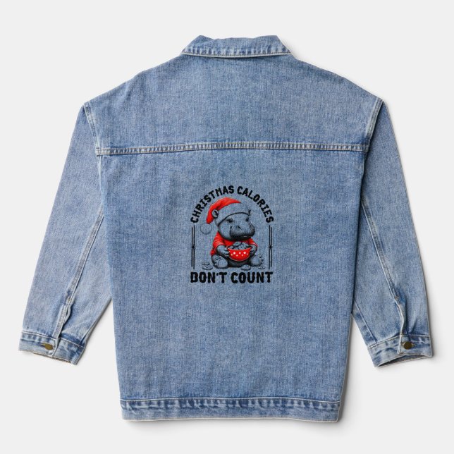 Weihnachtskalorien zählen nicht Funny Moo Deng Coo Jeansjacke (Rückseite)