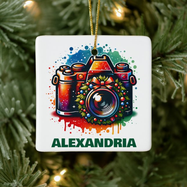 Weihnachtskamera Fotografy-Enthusiasten Custom Keramikornament (Baum)