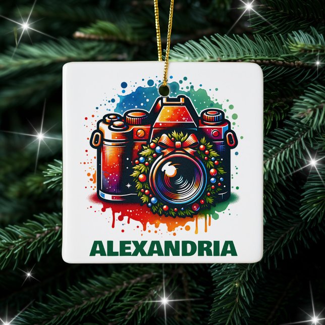 Weihnachtskamera Fotografy-Enthusiasten Custom Keramikornament (Von Creator hochgeladen)
