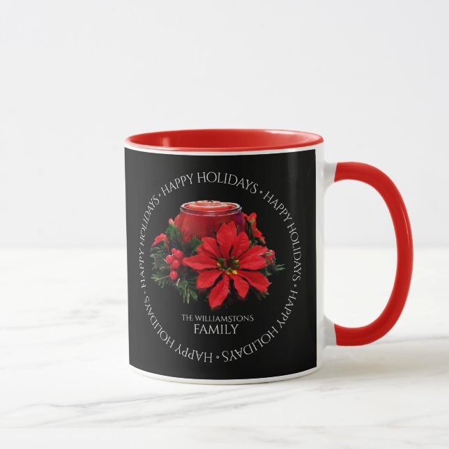 Weihnachtskandeln, Holly & Poinsettia Tasse (Rechts)