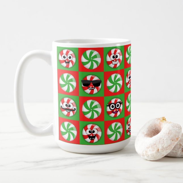 Weihnachtskandies Faces Kaffeetasse (Mit Donut)