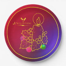 Weihnachtskandle Holly Line Zeichnend Red & Blue 9