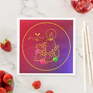 Weihnachtskandle Holly Line Zeichnend Red & Blue Serviette