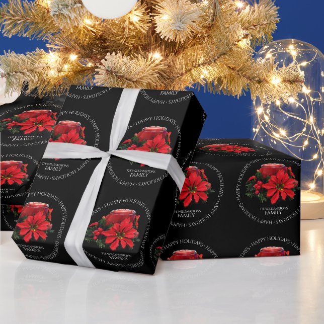Weihnachtskandle, Holly und Poinsettia Geschenkpapier (Feiertage)