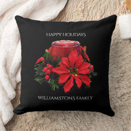 Weihnachtskandle, Holly und Poinsettia Kissen