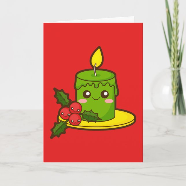 Weihnachtskandle und Holly Feiertagskarte (Vorderseite)