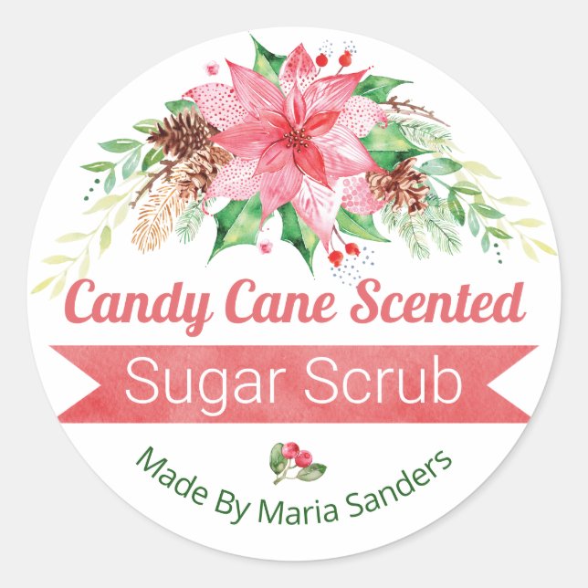 Weihnachtskandy Cane Scented Sugar Scrub Labels Runder Aufkleber (Vorderseite)