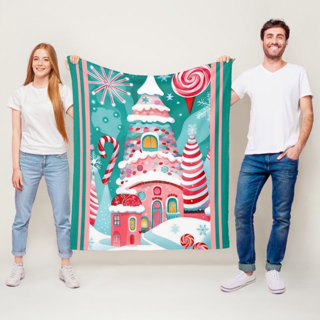 Weihnachtskandy House Fleecedecke (Beispiel)